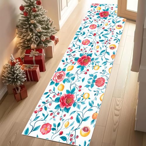 Meugesoi Natur Pastoral Blumen Teppich Läufer 60x150 cm Botanisch Obst Teppiche rutschfest Waschbar Bettumrandung Schlafzimmer, Teppichläufer für Küche, Flur, Eingangsbereich Meugesoi Natur Pastoral Blumen Teppich Läufer 60x150 cm Botanisch Obst Teppiche rutschfest Waschbar Bettumrandung Schlafzimmer, Teppichläufer für Küche, Flur, Eingangsbereich von Meugesoi