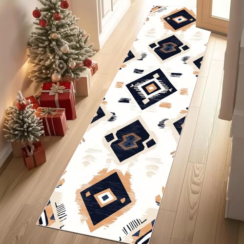 Meugesoi Navajo Tribal Geometrie Teppichläufer rutschfest Waschbar 60x180 cm, Südwestlicher Ureinwohner Küchenteppich Flurteppich Teppich Läufer für Flur, Eingangsbereich, Küche, Wohnzimmer von Meugesoi