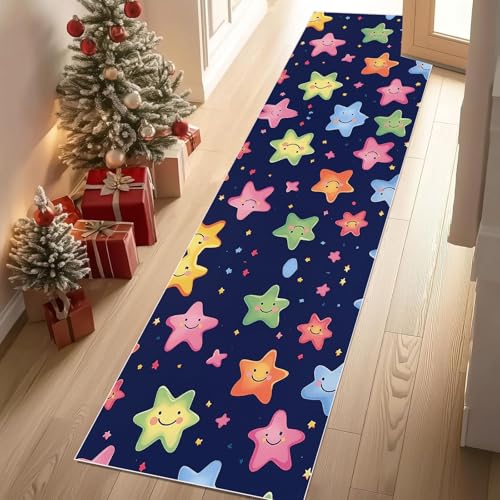 Meugesoi Niedlich Cartoon Stern Teppich Läufer rutschfest Waschbar 80x300 cm, Sternenhimmel Flurteppich Küchenteppich Teppichläufer für Bettvorleger Wohnraum Flur Waschküche Meugesoi Niedlich Cartoon Stern Teppich Läufer rutschfest Waschbar 80x300 cm, Sternenhimmel Flurteppich Küchenteppich Teppichläufer für Bettvorleger Wohnraum Flur Waschküche von Meugesoi