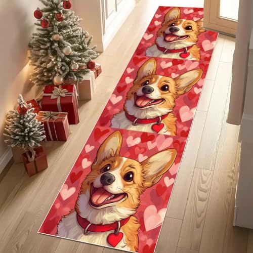 Meugesoi Niedlich Corgi Hund Teppich Läufer rutschfest Waschbar 80x300 cm, Kawaii Tiere Flurteppich Küchenteppich Teppichläufer für Bettvorleger Wohnraum Flur Waschküche Meugesoi Niedlich Corgi Hund Teppich Läufer rutschfest Waschbar 80x300 cm, Kawaii Tiere Flurteppich Küchenteppich Teppichläufer für Bettvorleger Wohnraum Flur Waschküche von Meugesoi