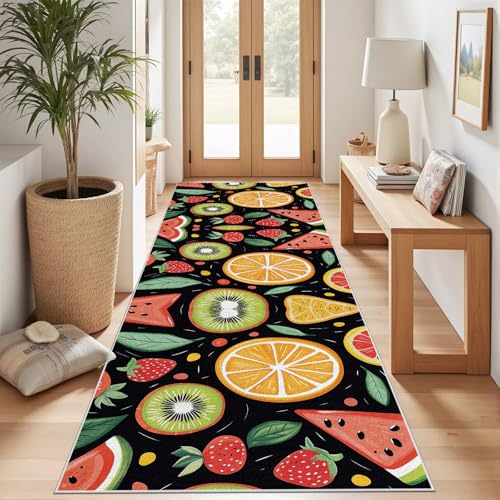 Meugesoi Obst Thema Teppich Läufer rutschfest Waschbar 80x300 cm, Orange Kiwi Erdbeere Wassermelone Flurteppich Küchenteppich Teppichläufer für Bettvorleger Wohnraum Flur Waschküche Meugesoi Obst Thema Teppich Läufer rutschfest Waschbar 80x300 cm, Orange Kiwi Erdbeere Wassermelone Flurteppich Küchenteppich Teppichläufer für Bettvorleger Wohnraum Flur Waschküche von Meugesoi
