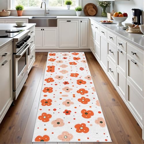 Meugesoi Orange Blumenmuster Teppich Flur Läufer Cartoon Niedlich Blumen Teppichläufer Küchenläufer 80 X 250 cm Carpet rutschfest Waschbar für Bettvorleger Flur Küche Waschküche Meugesoi Orange Blumenmuster Teppich Flur Läufer Cartoon Niedlich Blumen Teppichläufer Küchenläufer 80 X 250 cm Carpet rutschfest Waschbar für Bettvorleger Flur Küche Waschküche von Meugesoi