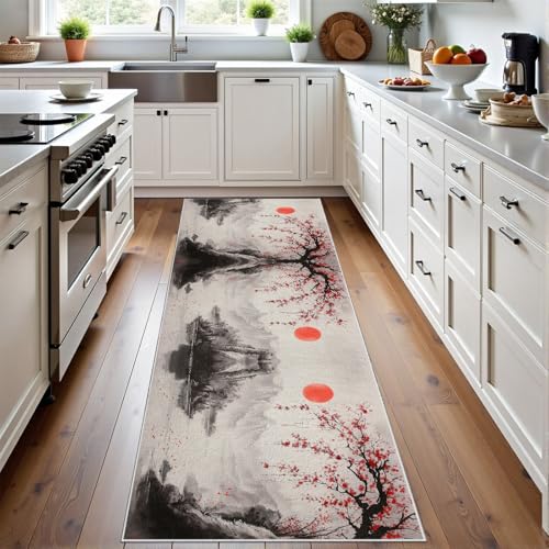 Meugesoi Orientalisch Tuschemalerei Teppich Läufer 60x120 cm Japanische Kirschblüten Carpet rutschfest Waschbar Bettumrandung Schlafzimmer, Teppichläufer für Küche, Flur, Eingangsbereich Meugesoi Orientalisch Tuschemalerei Teppich Läufer 60x120 cm Japanische Kirschblüten Carpet rutschfest Waschbar Bettumrandung Schlafzimmer, Teppichläufer für Küche, Flur, Eingangsbereich von Meugesoi