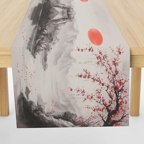 Meugesoi Orientalisch Tuschemalerei Tischläufer Leinen Japanische Kirschblüten Läufer Tisch Abwaschbar WaschbareRunner 30x240 cm für Küche Table Esstisch Couchtisch Party Tischdecke Dekoration Meugesoi Orientalisch Tuschemalerei Tischläufer Leinen Japanische Kirschblüten Läufer Tisch Abwaschbar WaschbareRunner 30x240 cm für Küche Table Esstisch Couchtisch Party Tischdecke Dekoration von Meugesoi