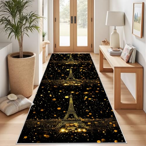 Meugesoi Paris Eiffelturm Teppich Läufer rutschfest Waschbar 80x300 cm, Romantisch Nachtsicht Flurteppich Küchenteppich Teppichläufer für Bettvorleger Wohnraum Flur Waschküche Meugesoi Paris Eiffelturm Teppich Läufer rutschfest Waschbar 80x300 cm, Romantisch Nachtsicht Flurteppich Küchenteppich Teppichläufer für Bettvorleger Wohnraum Flur Waschküche von Meugesoi