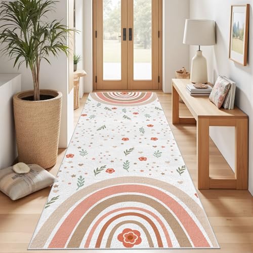 Meugesoi Pastoral Blumen Teppich Läufer rutschfest Waschbar 80x300 cm, Böhmisch Regenbogen Flurteppich Küchenteppich Teppichläufer für Bettvorleger Wohnraum Flur Waschküche Meugesoi Pastoral Blumen Teppich Läufer rutschfest Waschbar 80x300 cm, Böhmisch Regenbogen Flurteppich Küchenteppich Teppichläufer für Bettvorleger Wohnraum Flur Waschküche von Meugesoi