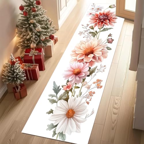 Meugesoi Pastoral Blumen Teppich Läufer rutschfest Waschbar 80x300 cm, Gänseblümchen Blumenmuster Flurteppich Küchenteppich Teppichläufer für Bettvorleger Wohnraum Flur Waschküche Meugesoi Pastoral Blumen Teppich Läufer rutschfest Waschbar 80x300 cm, Gänseblümchen Blumenmuster Flurteppich Küchenteppich Teppichläufer für Bettvorleger Wohnraum Flur Waschküche von Meugesoi