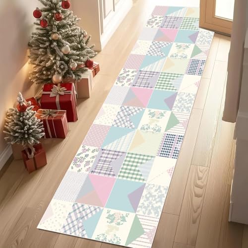 Meugesoi Pastoral Kariert Blumenmuster Teppichläufer rutschfest Waschbar 60x210 cm, Geometrie Dreieck Küchenteppich Flurteppich Teppich Läufer für Flur, Eingangsbereich, Küche, Wohnzimmer Meugesoi Pastoral Kariert Blumenmuster Teppichläufer rutschfest Waschbar 60x210 cm, Geometrie Dreieck Küchenteppich Flurteppich Teppich Läufer für Flur, Eingangsbereich, Küche, Wohnzimmer von Meugesoi