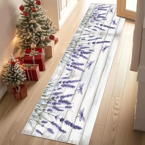 Meugesoi Pastoral Lavendel Teppich Läufer 60x120 cm Libelle Rustikal Blumen Carpet rutschfest Waschbar Bettumrandung Schlafzimmer, Teppichläufer für Küche, Flur, Eingangsbereich Meugesoi Pastoral Lavendel Teppich Läufer 60x120 cm Libelle Rustikal Blumen Carpet rutschfest Waschbar Bettumrandung Schlafzimmer, Teppichläufer für Küche, Flur, Eingangsbereich von Meugesoi
