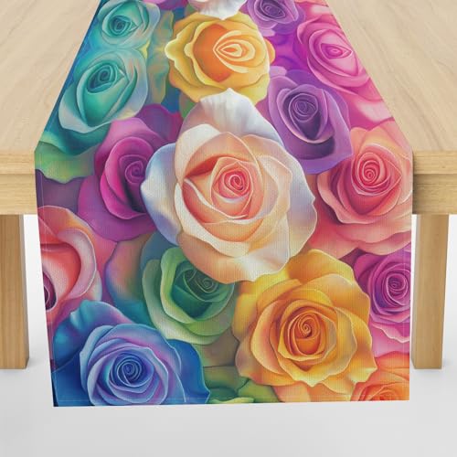Meugesoi Romantisch Bunt Rose Tischläufer Abwaschbar Regenbogen Blumen Tischdecke Esstisch Deko Runner 40x300 cm Für Küche Table Couchtisch Geburtstag Party Hochzeit Tischdeko Meugesoi Romantisch Bunt Rose Tischläufer Abwaschbar Regenbogen Blumen Tischdecke Esstisch Deko Runner 40x300 cm Für Küche Table Couchtisch Geburtstag Party Hochzeit Tischdeko von Meugesoi