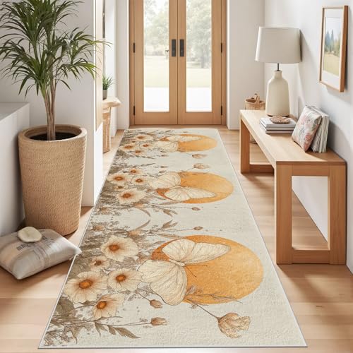 Meugesoi Schmetterling Blumen Mond Teppich Läufer rutschfest Waschbar Bohemian Pflanzen Flurteppich Küchenteppich 80x240 cm, Teppichläufer für Bettvorleger Wohnraum Flur Waschküche Meugesoi Schmetterling Blumen Mond Teppich Läufer rutschfest Waschbar Bohemian Pflanzen Flurteppich Küchenteppich 80x240 cm, Teppichläufer für Bettvorleger Wohnraum Flur Waschküche von Meugesoi