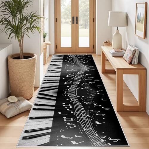 Meugesoi Schwarz Weiß Klaviertasten Teppich Läufer 60x120 cm Musikalische Notation Carpet rutschfest Waschbar Bettumrandung Schlafzimmer, Teppichläufer für Küche, Flur, Eingangsbereich Meugesoi Schwarz Weiß Klaviertasten Teppich Läufer 60x120 cm Musikalische Notation Carpet rutschfest Waschbar Bettumrandung Schlafzimmer, Teppichläufer für Küche, Flur, Eingangsbereich von Meugesoi