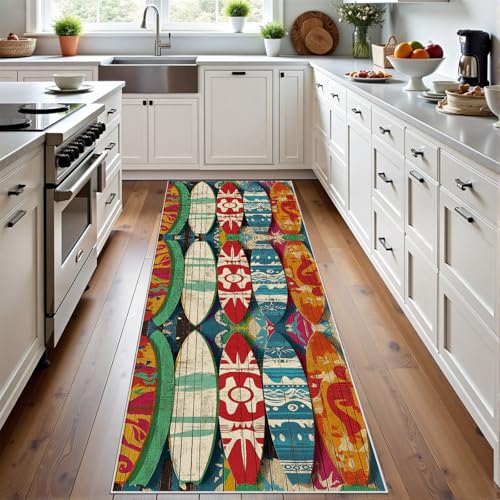 Meugesoi Surfboard Teppich Läufer rutschfest Waschbar 80x300 cm, Meereswellen Surfen Flurteppich Küchenteppich Teppichläufer für Bettvorleger Wohnraum Flur Waschküche Meugesoi Surfboard Teppich Läufer rutschfest Waschbar 80x300 cm, Meereswellen Surfen Flurteppich Küchenteppich Teppichläufer für Bettvorleger Wohnraum Flur Waschküche von Meugesoi