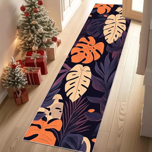 Meugesoi Tropische Pflanzen Teppich Läufer rutschfest Waschbar 80x300 cm, Monstera Blätter Flurteppich Küchenteppich Teppichläufer für Bettvorleger Wohnraum Flur Waschküche Meugesoi Tropische Pflanzen Teppich Läufer rutschfest Waschbar 80x300 cm, Monstera Blätter Flurteppich Küchenteppich Teppichläufer für Bettvorleger Wohnraum Flur Waschküche von Meugesoi