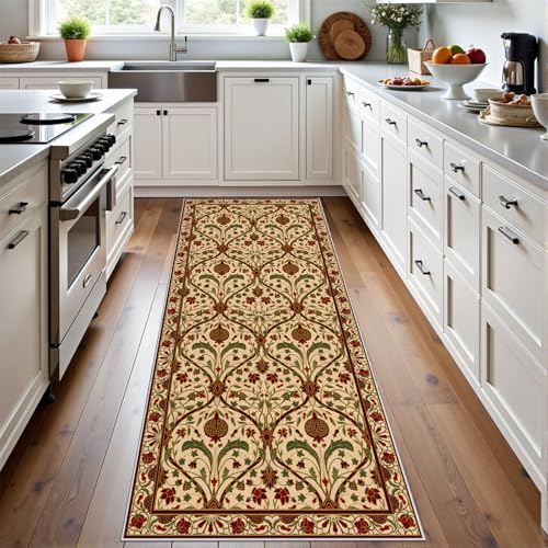 Meugesoi Vintage Blumen Teppich Flur Läufer Retro Natur Zweige Teppichläufer Küchenläufer 80 X 250 cm Carpet rutschfest Waschbar für Bettvorleger Flur Küche Waschküche Meugesoi Vintage Blumen Teppich Flur Läufer Retro Natur Zweige Teppichläufer Küchenläufer 80 X 250 cm Carpet rutschfest Waschbar für Bettvorleger Flur Küche Waschküche von Meugesoi