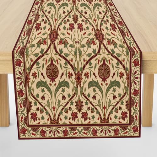Meugesoi Vintage Blumen Tischläufer Abwaschbar Tischtuch 40x180 cm Retro Natur Zweige Tischdecke Leinen Runner für Küche Table Couchtisch Drinnen Urlaub Party Geburtstag Hochzeit Dekor von Meugesoi