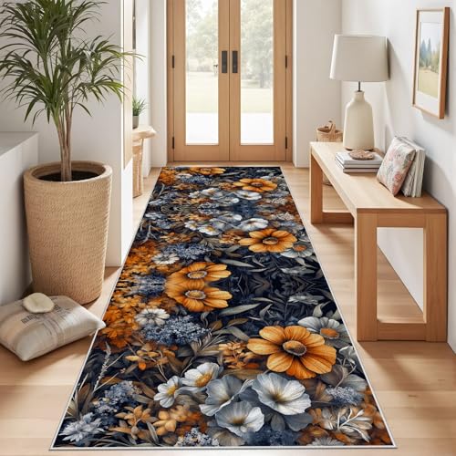 Meugesoi Vintage Blumenmuster Teppich Flur Läufer Pflanzen Blumen Teppichläufer Küchenläufer Carpet rutschfest Waschbar für Bettvorleger Flur Küche Waschküche 80 X 180 cm Meugesoi Vintage Blumenmuster Teppich Flur Läufer Pflanzen Blumen Teppichläufer Küchenläufer Carpet rutschfest Waschbar für Bettvorleger Flur Küche Waschküche 80 X 180 cm von Meugesoi