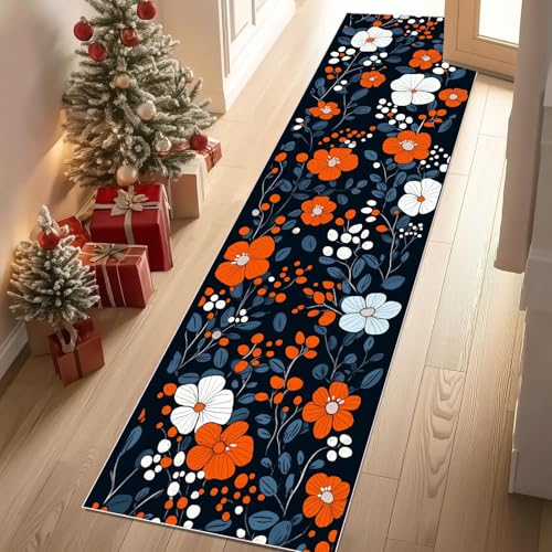 Meugesoi Vintage Rustikal Wildblumen Teppich Läufer rutschfest Waschbar 80x300 cm, Pastoral Blumen Flurteppich Küchenteppich Teppichläufer für Bettvorleger Wohnraum Flur Waschküche Meugesoi Vintage Rustikal Wildblumen Teppich Läufer rutschfest Waschbar 80x300 cm, Pastoral Blumen Flurteppich Küchenteppich Teppichläufer für Bettvorleger Wohnraum Flur Waschküche von Meugesoi