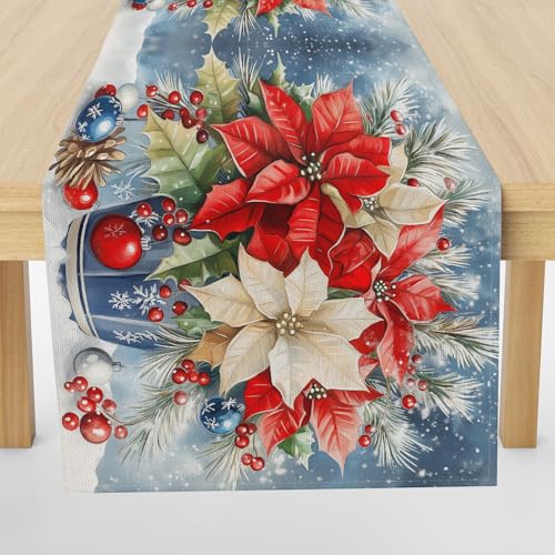 Meugesoi Weihnachten Blumen Tischläufer Leinen Weihnachtsstern Läufer Tisch Abwaschbar WaschbareRunner 30x180 cm für Küche Table Esstisch Couchtisch Party Tischdecke Dekoration Meugesoi Weihnachten Blumen Tischläufer Leinen Weihnachtsstern Läufer Tisch Abwaschbar WaschbareRunner 30x180 cm für Küche Table Esstisch Couchtisch Party Tischdecke Dekoration von Meugesoi