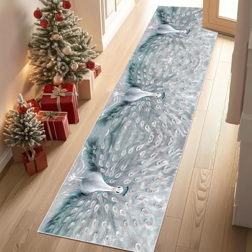 Meugesoi Weiß Pfau Feder Teppich Flur Läufer Schönheit Tiere Teppichläufer Küchenläufer Carpet rutschfest Waschbar für Bettvorleger Flur Küche Waschküche 80 X 180 cm Meugesoi Weiß Pfau Feder Teppich Flur Läufer Schönheit Tiere Teppichläufer Küchenläufer Carpet rutschfest Waschbar für Bettvorleger Flur Küche Waschküche 80 X 180 cm von Meugesoi