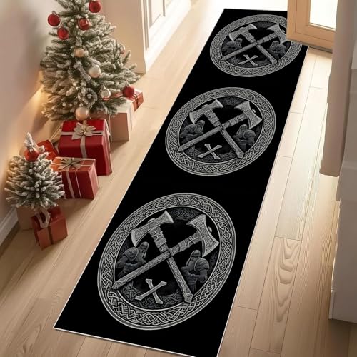 Meugesoi Wikinger Mythos Tomahawk Teppich Läufer 60x120 cm Keltischer Knoten Carpet rutschfest Waschbar Bettumrandung Schlafzimmer, Teppichläufer für Küche, Flur, Eingangsbereich Meugesoi Wikinger Mythos Tomahawk Teppich Läufer 60x120 cm Keltischer Knoten Carpet rutschfest Waschbar Bettumrandung Schlafzimmer, Teppichläufer für Küche, Flur, Eingangsbereich von Meugesoi