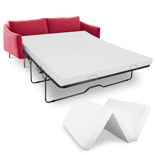 Meulbaty 10 cm Memoryschaum-Matratzen-Ersatz mit waschbarem Bezug für Schlafsofa und Couch-Betten, Doppelgröße (180 x 135 x 10 cm), Sofa Nicht im Lieferumfang enthalten von Meulbaty