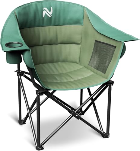 Meulbaty Klappbar Campingstuhl mit Becherbeutel, 200KG Belastbar Schwerlast Faltbar Outdoor Stuhl für Camping/Festival/Angeln/Strand/Garten（Grün） von Meulbaty