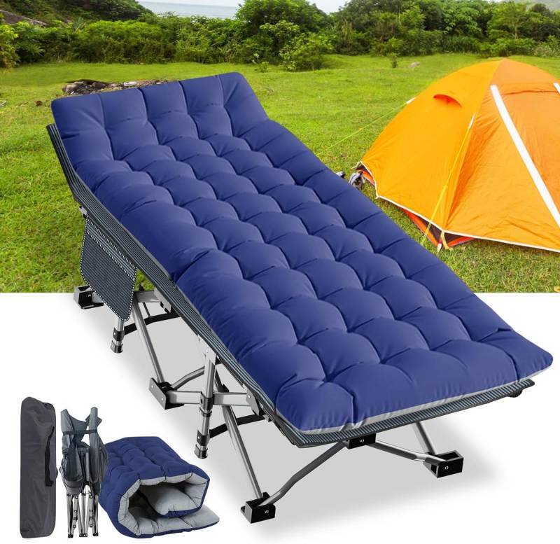 Meulbaty Klappbett 190x71x36cm klappbar Feldbett, Stahlrahmen + Oxford-Stoff Liegefläche (1-St) Leicht Relax Liege für Balkon, Garten von Meulbaty
