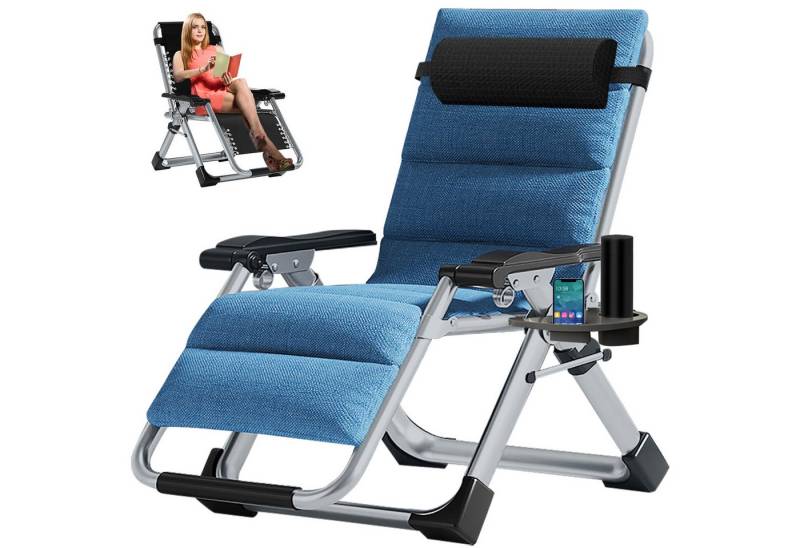 Meulbaty Klappstuhl Klappbar Gartenliege mit Polster Seitentasche, 150 kg Traglast, mit einem dickeren Rahmen und hochwertigen Materialien von Meulbaty