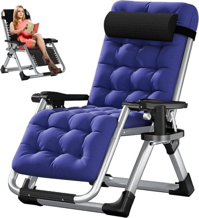 Meulbaty Klappstuhl Klappbar Gartenliege mit Polster Seitentasche, 200 kg Traglast, mit einem dickeren Rahmen und hochwertigen Materialien von Meulbaty