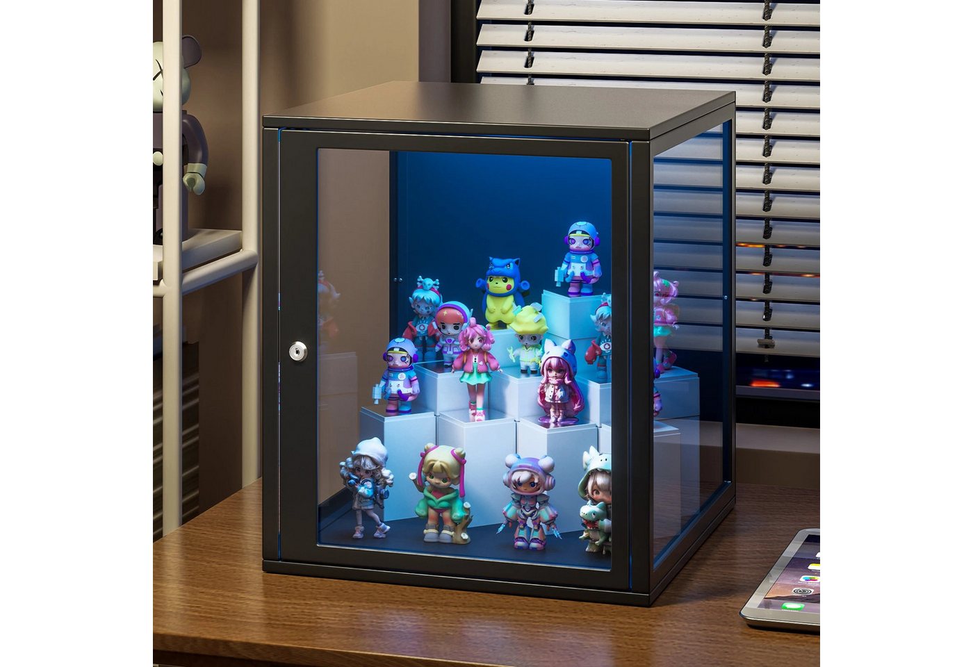 Meulbaty Vitrine Sammlervitrine mit LED, für Sammlerstücke, Spielzeug & Figuren (1-St) aus Acryl, 45x40x40cm, schwarz von Meulbaty