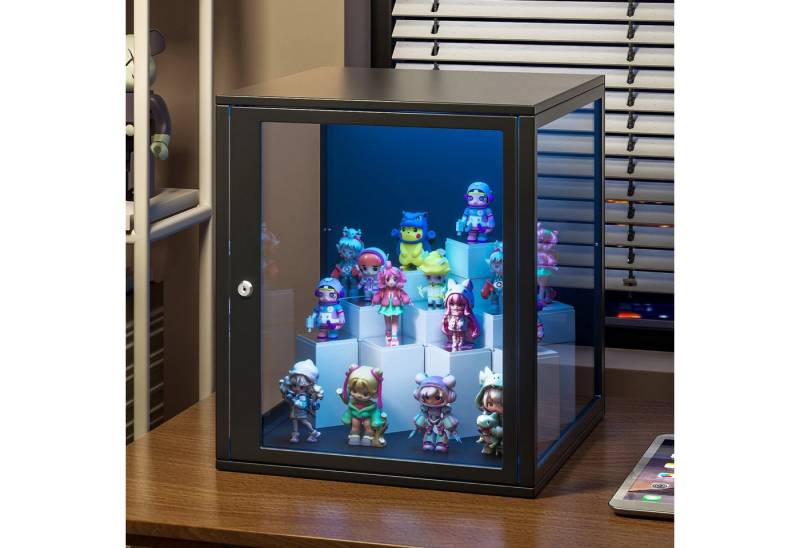 Meulbaty Vitrine Sammlervitrine mit LED, für Sammlerstücke, Spielzeug & Figuren (1-St) aus Acryl, 45x40x40cm, schwarz von Meulbaty