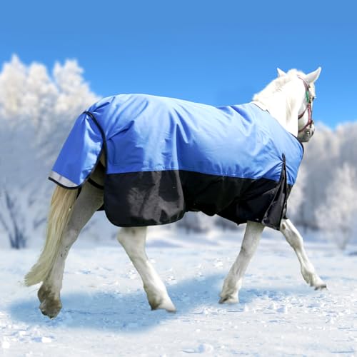 Meulbaty Winterdecke 1200D | atmungsaktive & wasserdichte Outdoordecke mit Innenfutter & Kreuzbegurtung | Blau in Größe 135cm von Meulbaty