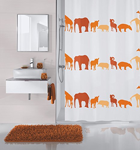 Meusch 2359454305 Duschvorhang Zoo, 180 x 200 cm, Ziegelrot von Meusch