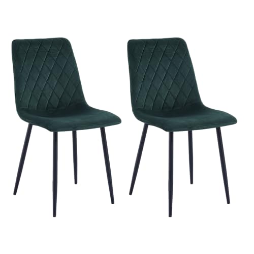 Esszimmerstühle 2er Set Grün - Samt - Metallbein - Wohnzimmersessel - Samt Sessel Stuhl - Edelstahl Küchenstuhl Schwarze Metallbeine - Polyester Stuhl von Mevsim Store