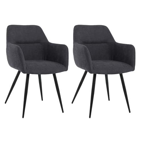 Mevsim Store Esszimmerstühle 2er Set Schwarz – Polsterstühle mit Armlehne aus Leinenstoff – Bequeme Küchenstühle mit Metallbeinen für Wohnzimmer & Essbereich Mevsim Store Esszimmerstühle 2er Set Schwarz – Polsterstühle mit Armlehne aus Leinenstoff – Bequeme Küchenstühle mit Metallbeinen für Wohnzimmer & Essbereich von Mevsim Store