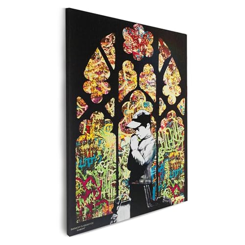 Mevsim Store Banksy Graffiti Offiziell lizenziertes Wandbild - Leinwand bilder Praying Boy - Tolle abstrakte Banksy Wandbilder für Wohnzimmer, Schlafzimmer, Flur und Büro. (Groß 32x45 cm) von Mevsim Store