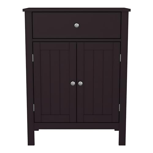 Mevsim Store Braun Badezimmerschrank, Bodenschrank mit 1 großen Schublade und verstellbaren Einlegeböden, freistehendes Sideboard für Badezimmer, Eingangsbereich, Wohnzimmer von Mevsim Store