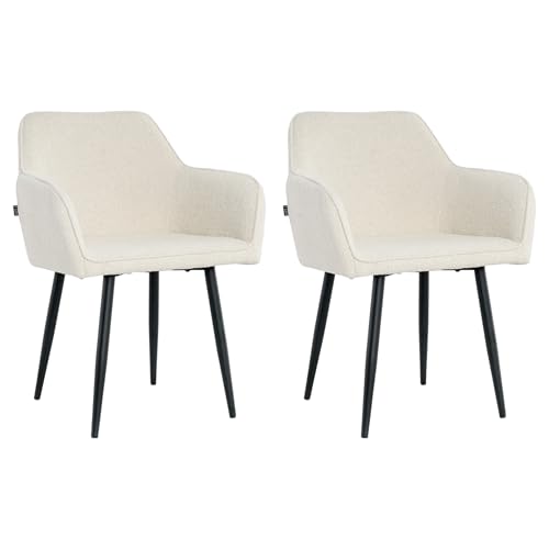 Mevsim Store Esszimmerstühle 2er Set Bouclé Creme – Polsterstühle mit Armlehne & Metallbeinen – Moderne Küchenstühle für Esszimmer & Wohnzimmer von Mevsim Store