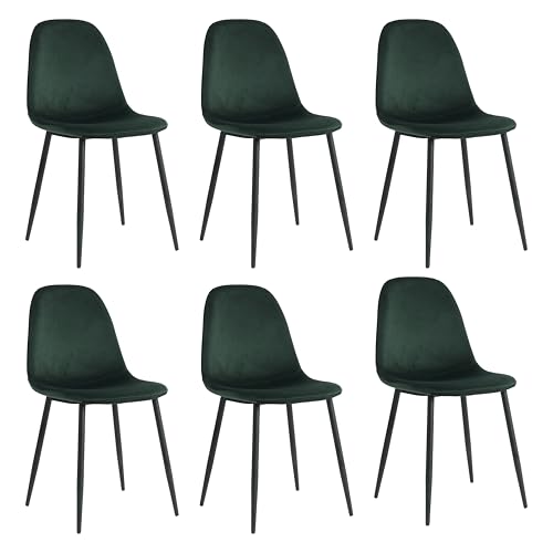 Mevsim Store Esszimmerstühle 6er Set Grün – Samtstühle ohne Armlehne – Bequeme Polsterstühle mit Metallbeinen für Küche & Esszimmer von Mevsim Store