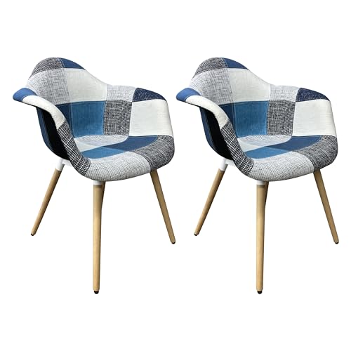 Mevsim Store Esszimmerstühle Blau 2er Set mit Armlehnen - Beine aus Buchenholz Bequemer - Ergonomischer Wohn- Freizeit- Büro- Küchenstuhl von Mevsim Store