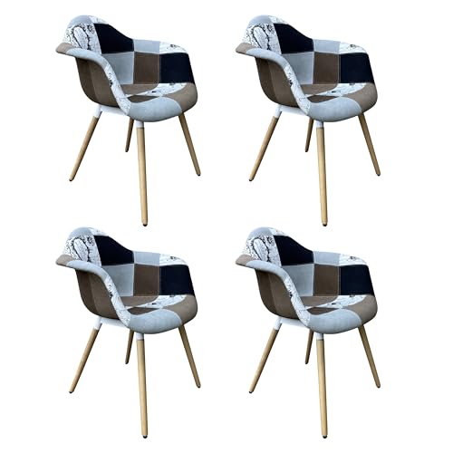Mevsim Store Esszimmerstühle Braun 4er Set mit Armlehnen - Beine aus Buchenholz Bequemer - Ergonomischer Wohnzimmer Freizeit Büro Küchenstuhl von Mevsim Store