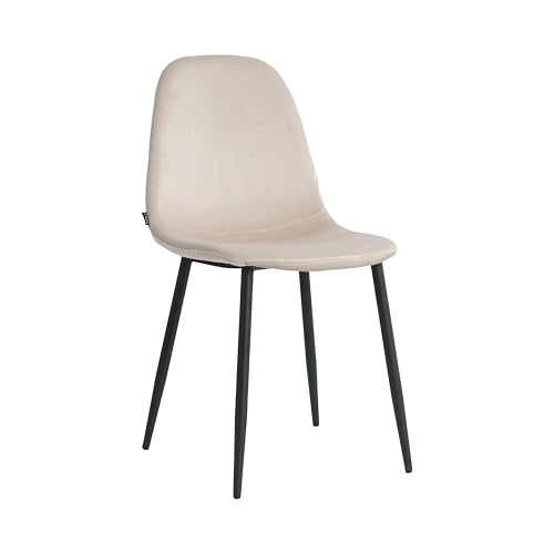 Mevsim Store Esszimmerstuhl 1 Stück Creme – Samtstuhl ohne Armlehne – Bequemer Polsterstuhl mit Metallbeinen für Küche & Esszimmer von Mevsim Store