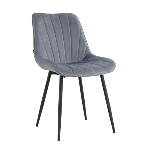 Mevsim Store Esszimmerstuhl Samt Grau - Ideal für Wohnzimmer, Büro und Esszimmerstühle - Samt Stühle - Küchenstuhl - Stühle Esszimmer mit schwarzen Metallbeinen von Mevsim Store