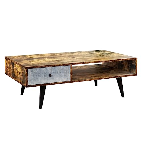 Mevsim Store Lounge Couchtisch aus Holz - Couchtisch mit Eichenmuster - Industrieholz - Hochwertiges Holzmaterial - Industriedesign - 110x55x46 cm von Mevsim Store