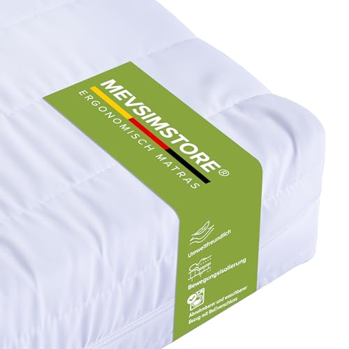 Mevsim Store Matratze – Kaltschaum – Orthopädisch & Atmungsaktiv – Abnehmbarer Bezug – Hypoallergen – Waschbar – Rollverpackung – Weiß (200 x 90 x 12 cm) von Mevsim Store