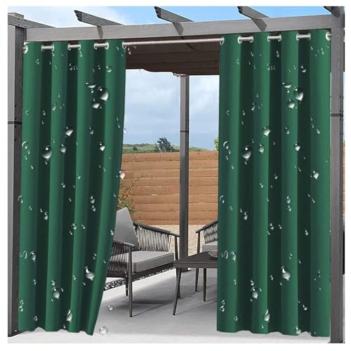 Mewkew 2 Stück Outdoor-Vorhänge, wasserdicht, winddicht, verdunkelnd, wärmeisoliert, Privatsphäre, Ösen, Outdoor-Vorhänge für Veranda, Terrassentür, Gartenpavillon, Pergola-Grün, 2 Stück von Mewkew