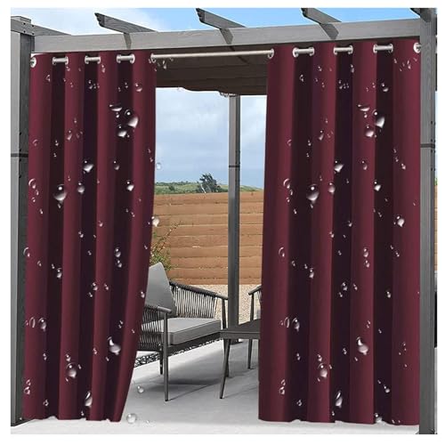 Mewkew Outdoor-Vorhänge, wasserdicht, winddicht, verdunkelnd, wärmeisoliert, Sichtschutz, Ösen, Outdoor-Vorhänge für Veranda, Terrassentür, Gartenpavillon, Pergola, Rot, B 244 x L 183 cm (1 Stück) von Mewkew
