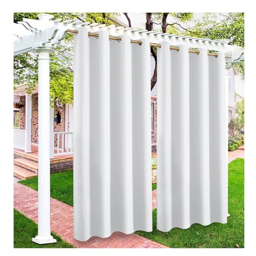 Mewkew Outdoor Vorhänge Wasserdicht H260×B202cm Blickdicht Extra Breit Outdoor Vorhang Sichtschutz Schutz vorhänge für Balkon Terrasse Pergola Gartenlaube Veranda von Mewkew