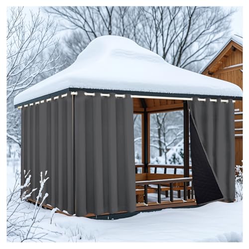Mewkew Outdoor-Vorhänge für Terrasse, wasserdichte Vorhänge, dicke Baumwollvorhänge, B 142 x H 233 cm, Privatsphäre, Außenvorhänge für Pergola, Veranda, Pavillon, 1 Paneel von Mewkew